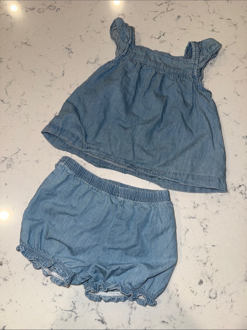 Carter's Light Blue Denim Baby Girl Shorts Set